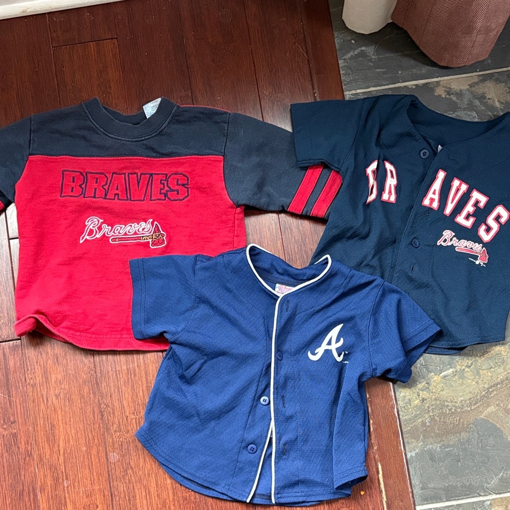 Kids Braves Fan Jersey Set - Red and Blue